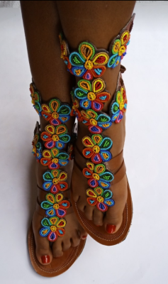 Multicolor African beaded sandals